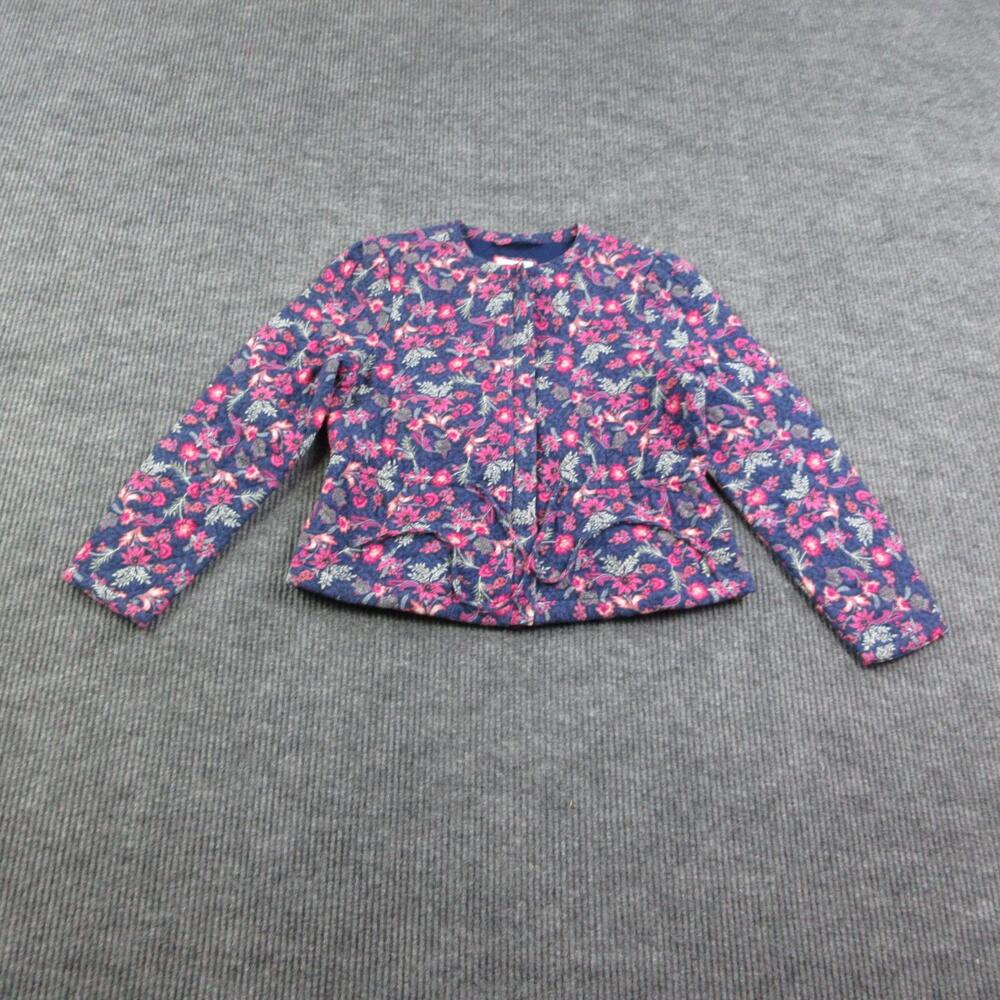 Tommy Bahama Jacket Womens S Blue Quilted Floral Lined Insulated Zip Pockets
